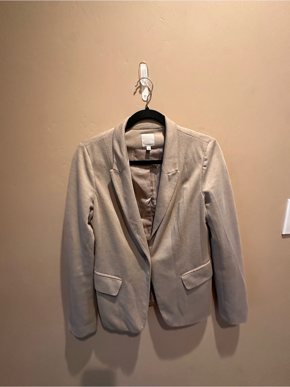 Halogen Nordstrom Oatmeal Beige One Button Structured Blazer Women's Size XS